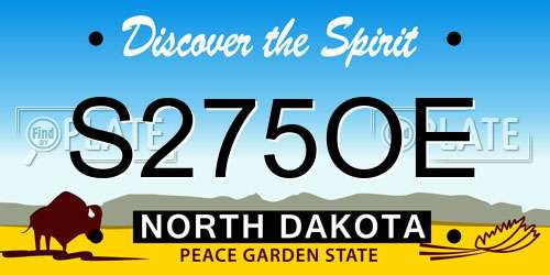 S275OE North Dakota License Plate