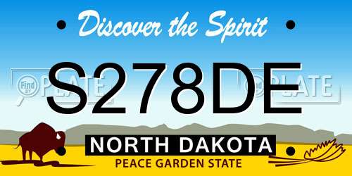 S278DE North Dakota License Plate