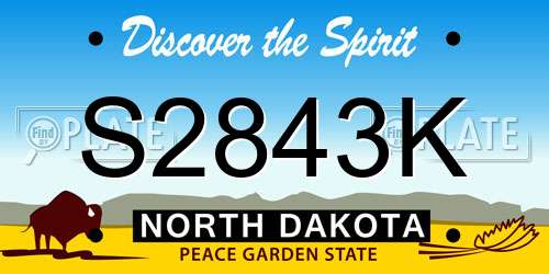 S2843K North Dakota License Plate