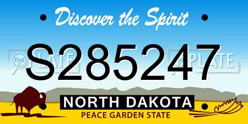 S285247 North Dakota License Plate