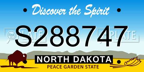 S288747 North Dakota License Plate