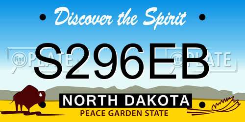 S296EB North Dakota License Plate