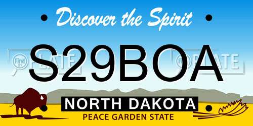 S29BOA North Dakota License Plate