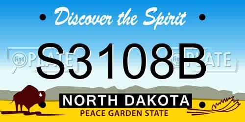 S3108B North Dakota License Plate