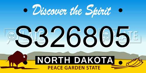 S326805 North Dakota License Plate