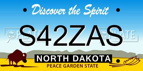 S42ZAS North Dakota License Plate