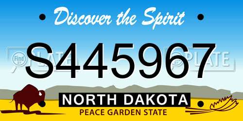 S445967 North Dakota License Plate