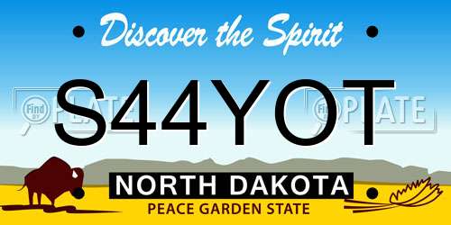 S44YOT North Dakota License Plate