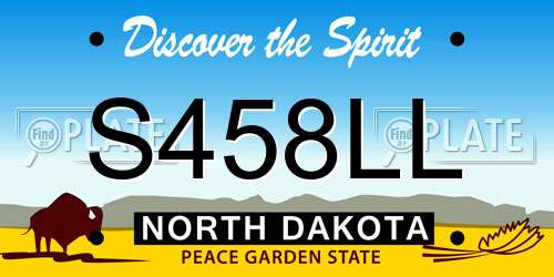 S458LL North Dakota License Plate