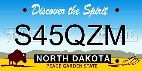 S45QZM North Dakota License Plate