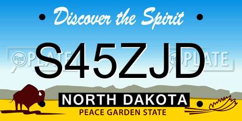 S45ZJD North Dakota License Plate