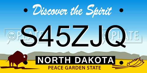 S45ZJQ North Dakota License Plate