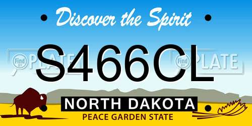 S466CL North Dakota License Plate