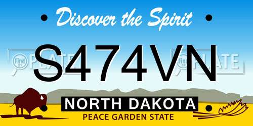 S474VN North Dakota License Plate
