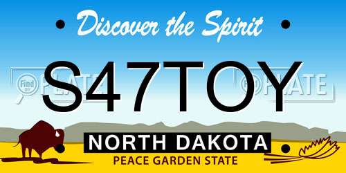 S47TOY North Dakota License Plate