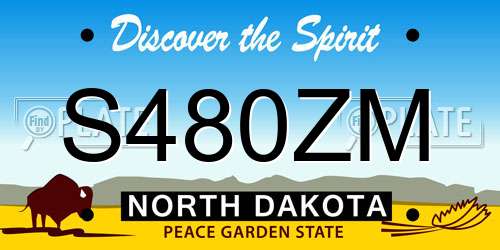 S480ZM North Dakota License Plate