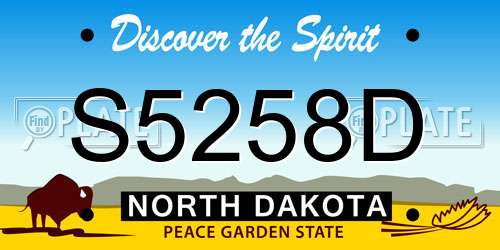 S5258D North Dakota License Plate