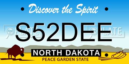 S52DEE North Dakota License Plate