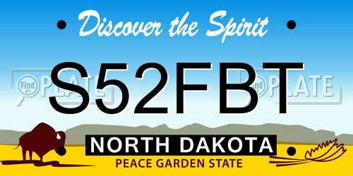 S52FBT North Dakota License Plate