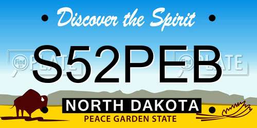 S52PEB North Dakota License Plate