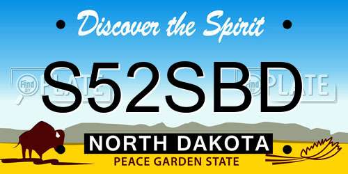 S52SBD North Dakota License Plate