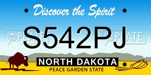 S542PJ North Dakota License Plate