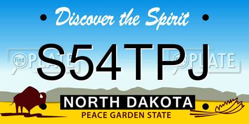 S54TPJ North Dakota License Plate