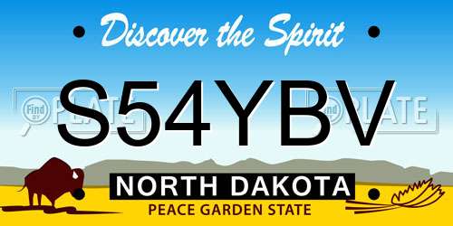 S54YBV North Dakota License Plate