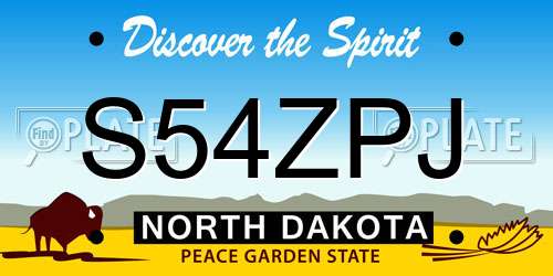 S54ZPJ North Dakota License Plate