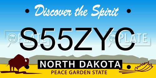 S55ZYC North Dakota License Plate