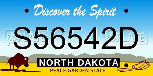 S56542D North Dakota License Plate