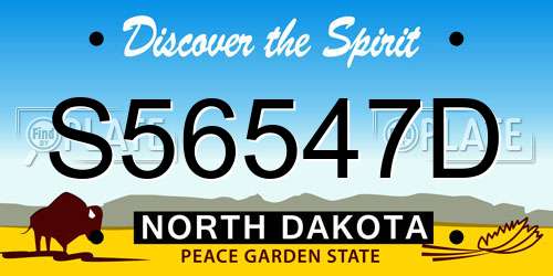 S56547D North Dakota License Plate