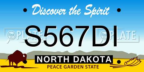 S567DI North Dakota License Plate