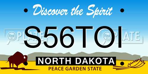 S56TOI North Dakota License Plate