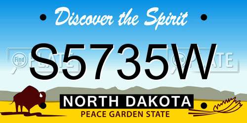 S5735W North Dakota License Plate