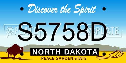 S5758D North Dakota License Plate