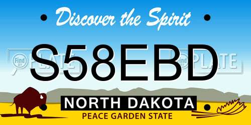 S58EBD North Dakota License Plate