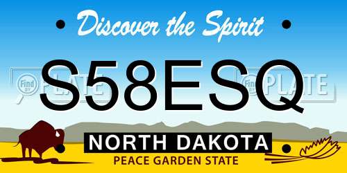 S58ESQ North Dakota License Plate