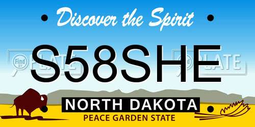 S58SHE North Dakota License Plate