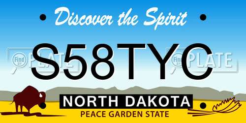S58TYC North Dakota License Plate