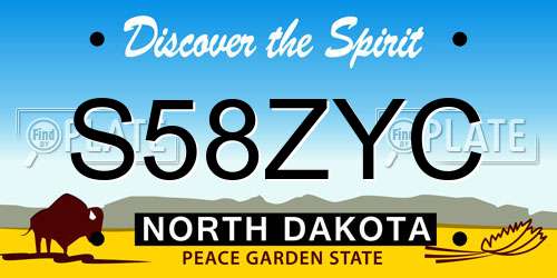 S58ZYC North Dakota License Plate