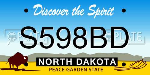 S598BD North Dakota License Plate