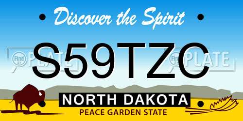 S59TZC North Dakota License Plate