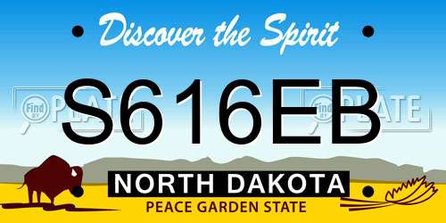 S616EB North Dakota License Plate