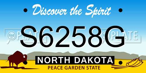 S6258G North Dakota License Plate