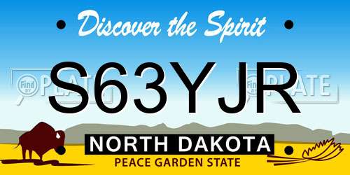 S63YJR North Dakota License Plate