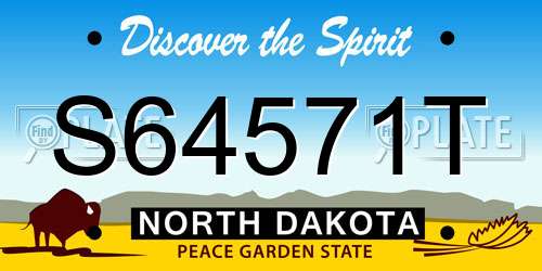 S64571T North Dakota License Plate