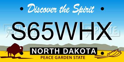 S65WHX North Dakota License Plate