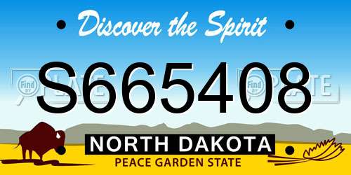 S665408 North Dakota License Plate