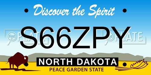 S66ZPY North Dakota License Plate